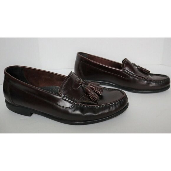 MEN'S BURGUNDY RED LEATHER LOAFER W/ TASSELS HUSH PUPPIES - SIZE 8M - Picture 6 of 9